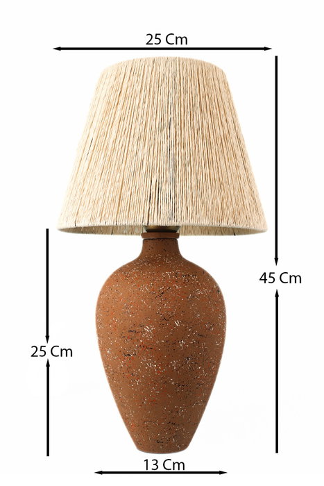 Opviq Lámpara de Mesa BK018 Marrón con Tapa de Macramé